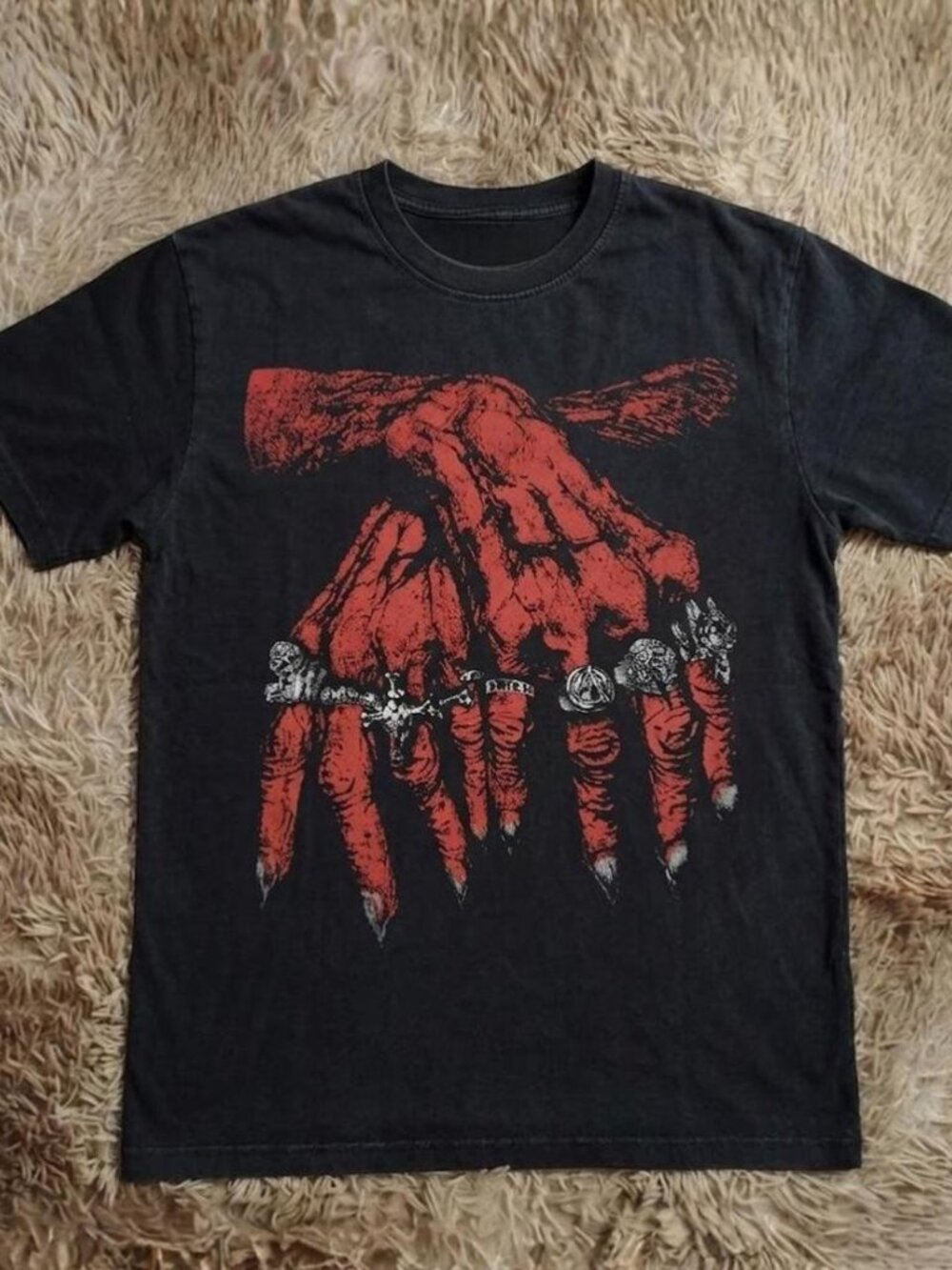 Black Red Demon Hands Chained  T shirt